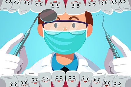 illustration of dental exam in Mesquite